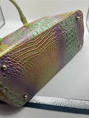 Brahmin Iridescent Green-Purple Croc Embossed Duxbury Satchel thumbnail 11