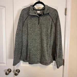 Avia Womens Quarter Zip Pullover Space Dye Marled Active Top Black White XL thumbnail 2