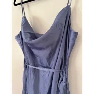NWOT Lulus Sophisticated Sight Periwinkle Satin Jacquard Cowl Midi Dress XXL thumbnail 6