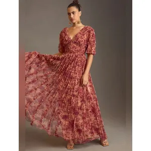 NWT Mac Duggal 8013 V-Neck Ruffled Mesh Dress Size 8 thumbnail 3