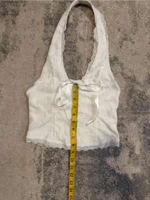 Kimchi Blue White Lace Halter Top with Ribbon thumbnail 3