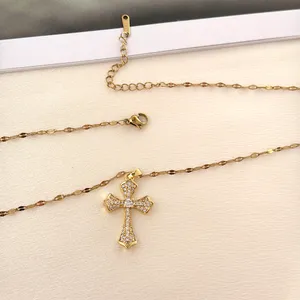 CZ Cross Pendant Necklace for Women thumbnail 3