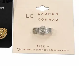 LC Lauren Conrad Primark Gold Ring Trio – Twisted Cubic Stone gold silver mixed thumbnail 1