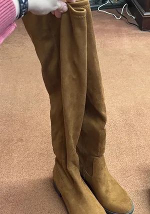 Crown & Ivy Brown Suede Women's Knee-High Boots thumbnail 1