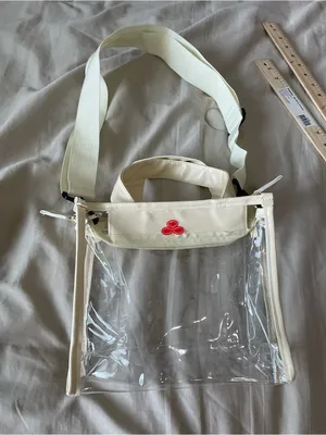 Cream Clear Stadium Crossbody Bag with Top Handle State Farm logo NWOT thumbnail 1