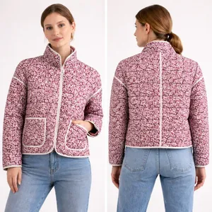 Quilted Rain‎ Puffer Jacket Womens Small Cropped Dainty Floral Spring Bloomcore thumbnail 2