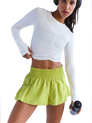 NWT Free People Movement Get Your Flirt On Shorts Honey Dew Moss Large thumbnail 2