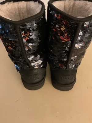 UGG women Black blue sparkle Sequin Classic Short Boots US 9 thumbnail 4