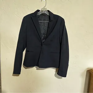 Theory‎ Andy Navy Blue One Button Classic Fitted Blazer thumbnail 10