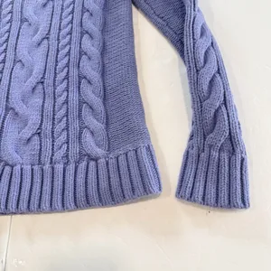 LL Bean Periwinkle Double L Mixed Cable Crew Neck Pullover Cotton Sweater XS Blue thumbnail 5