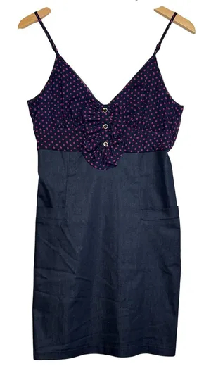 Velvet Heart Dress Sz M Ruffle‎ Button Babydoll Empire Waist Retro thumbnail 1