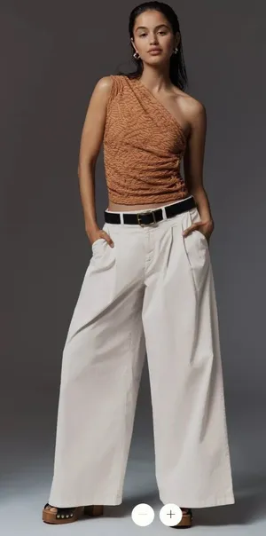 By Anthropologie Low-Rise Pleated Wide-Leg Trousers thumbnail 1