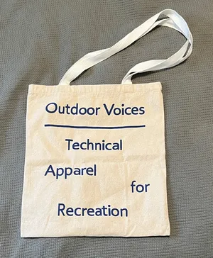 Outdoor Voices Beige Tote with Blue Text thumbnail 1