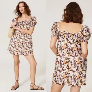 Tory Burch Floral Printed‎ Smocked Mini Dress Medium Spring Summer Vacation thumbnail 2