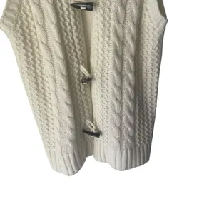 Yarn Art Size‎ Small Ivory Cable Knit Fisherman Toggle Buttons Sweater Vest thumbnail 3