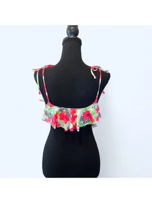 Vintage Y2K Victoria’s Secret PINK floral leopard ruffle bikini top XS NWT thumbnail 5