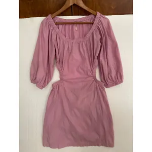 FREE PEOPLE Cut Out For This Mini Dress FEMININE Puff Sleeve Pink Flower Trail M thumbnail 4