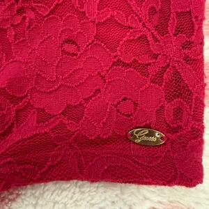 Y2K Guess Lace Crop Top XS | Fuchsia Pink Floral Lace Tank | Coquette Barbiecore Fairycore Party Going Out Top Size: XS / TP thumbnail 5