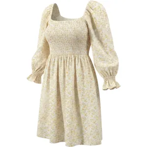 Hollister‎ Floral Mini Dress Womens Small Yellow Smocked Puff Sleeve Babydoll thumbnail 2