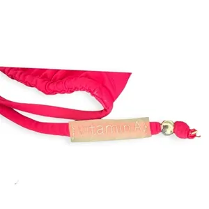 NWOT Vitamin A gia gold ring triangle bikini top ruffle trim magenta pink Small thumbnail 5