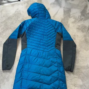 Columbia Termal Coil mid length coat Teal blue w/gray sleeves/side detail Size M thumbnail 6