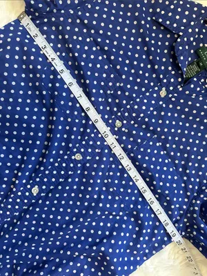 Ralph Lauren Blue and White Polka Dot Button-Down Shirt Size Medium thumbnail 5
