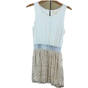 Anthropologie Pins & Needles Party Dress Women Medium Cream Sparkle Lace Boho thumbnail 4