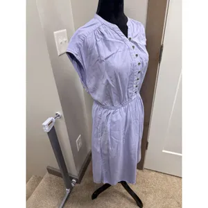 prAna Dress Slate Purple Grey Tencel Lyocell Button V Neck Casual Popover Small thumbnail 3