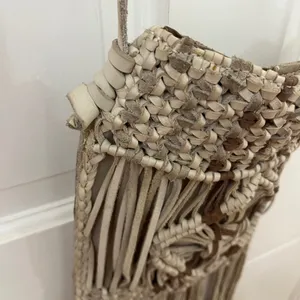 Lucky Brand Fringed Macrame Leather Crossbody‎ Bag Boho Western Festival Hippie thumbnail 3