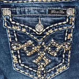 Miss Me Blue Skinny Jeans with Distressed Detailing thick stitch 28 thumbnail 6