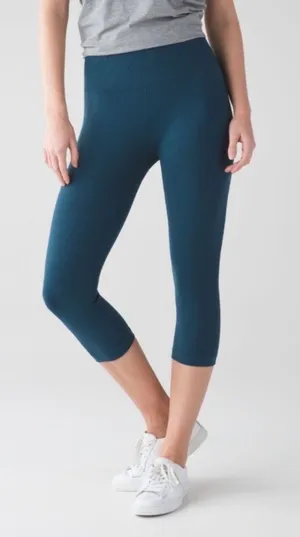 Lululemon Flow & Go Crop 17" High Rise Leggings Alberta Lake Teal XS 2 thumbnail 1