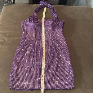 Women’s Purple Fully Sequined Short Prom Party Dress Halter Neck Size 8 NEW thumbnail 9