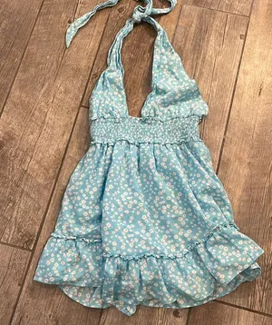 Aerie Ruffle Halter Mini Dress thumbnail 1