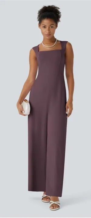HALARA Plum Square-Neck Maxi Jumpsuit thumbnail 1