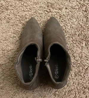 Taupe Faux Suede Block Heel Booties thumbnail 7
