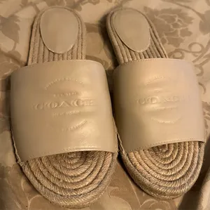 Coach Cailin Leather Espadrille Slides ☀️Size 8.5 | Cream / Beige | Excellent Condition thumbnail 1