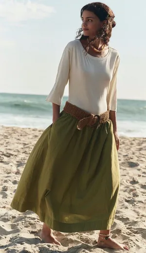 Free People free est sunlit chic midi dress in olive spring thumbnail 1
