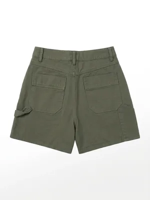 Forever 21 High-Waisted Army Green Utility Cargo Shorts - Small thumbnail 2