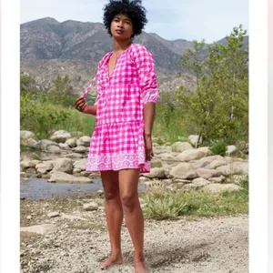NWT TUCKERNUCK SZ‎ Block Print By Hand Priya Dress Hot Pink Gingham Sz S thumbnail 4