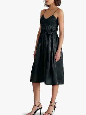 Steve Madden Women's Saphire Dress Size Small, Black Satin Material, NWT thumbnail 2