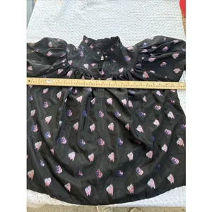 Tuckernuck Corrigan Blouse Black Pink Blurred Dot Fil Coupe size L thumbnail 8