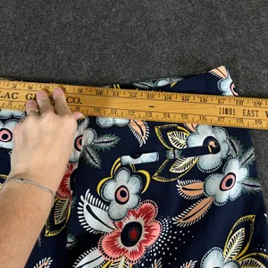 LOFT Floral Wide Leg Crop Pants Navy Blue Pink Yellow Rayon Size 10 NWT thumbnail 8