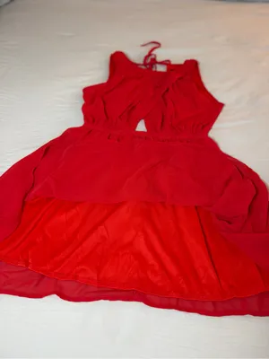 Foreign Exchange Red Chiffon Fit-and-Flare Dress‎ thumbnail 8