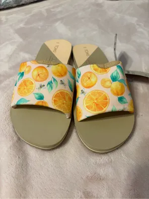 TOMS Earthwise Citrus Print Slide Sandals Orange Fruit Women’s Size 8 NWT thumbnail 3