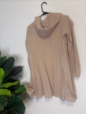 Barefoot Dreams Hooded Open-Front Cardigan in Light Tan XS/S thumbnail 4