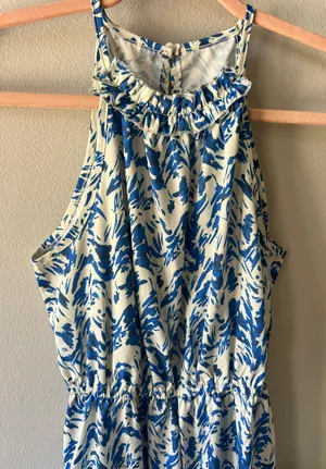 Blue Allover Print Halter Neck Romper Size Small/4 thumbnail 9