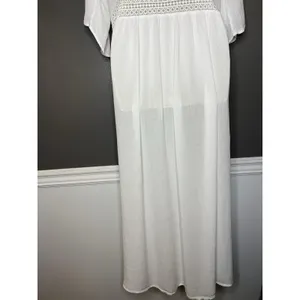Cute Options Cover Up Womens Small White Crochet Lace Tassel Kimono Duster Boho thumbnail 7