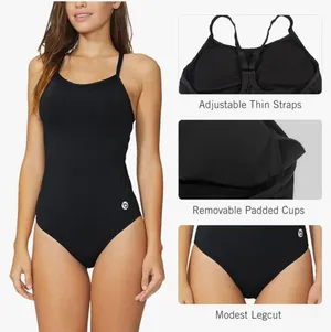 Women's Athletic Training Adjustable Strap One Piece Swimsuit thumbnail 3
