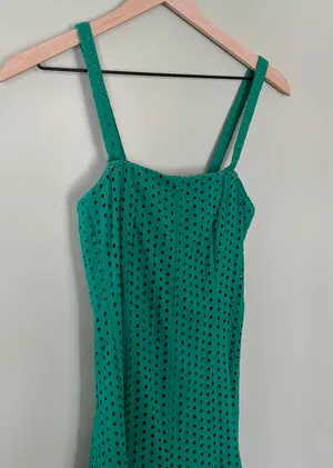 Anthropologie Women’s Lelia Eyelet Midi Dress Turquoise Blue Green Size 0 thumbnail 6