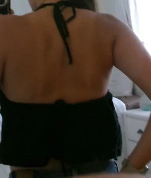 Free People Black Open Back Halter Crop Top thumbnail 2